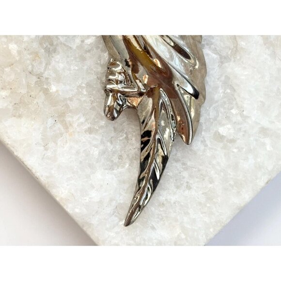 XL Parrot | Bird Figural Silver Toned Polished Vintage Statement Pendant - Picture 6 of 8